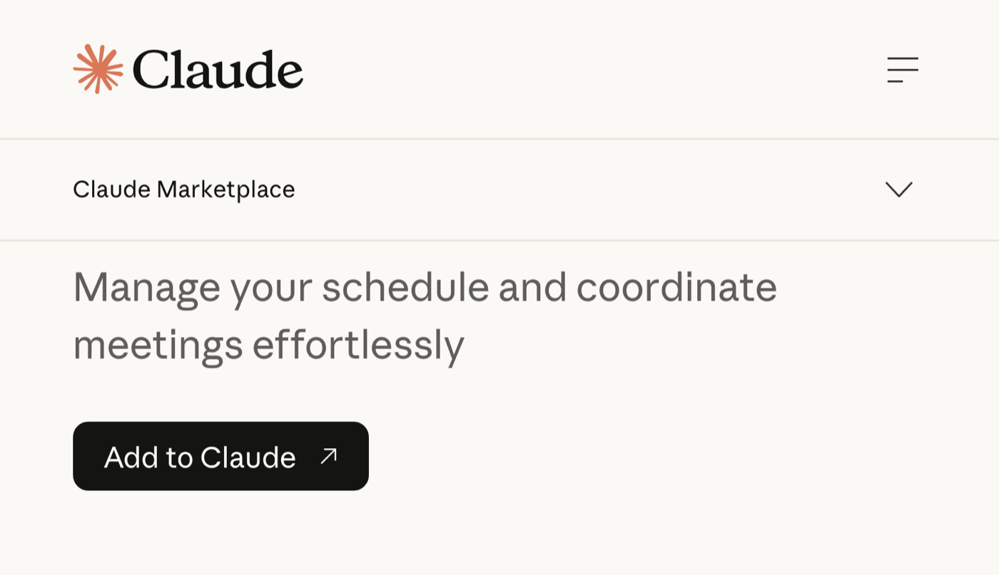 Anthropic's Google Calendar connector page, headlined around managing your schedule and coordinating