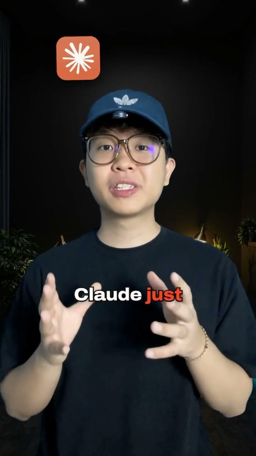 An exported vertical video frame of Keith with the caption made in OpenCut across his chest