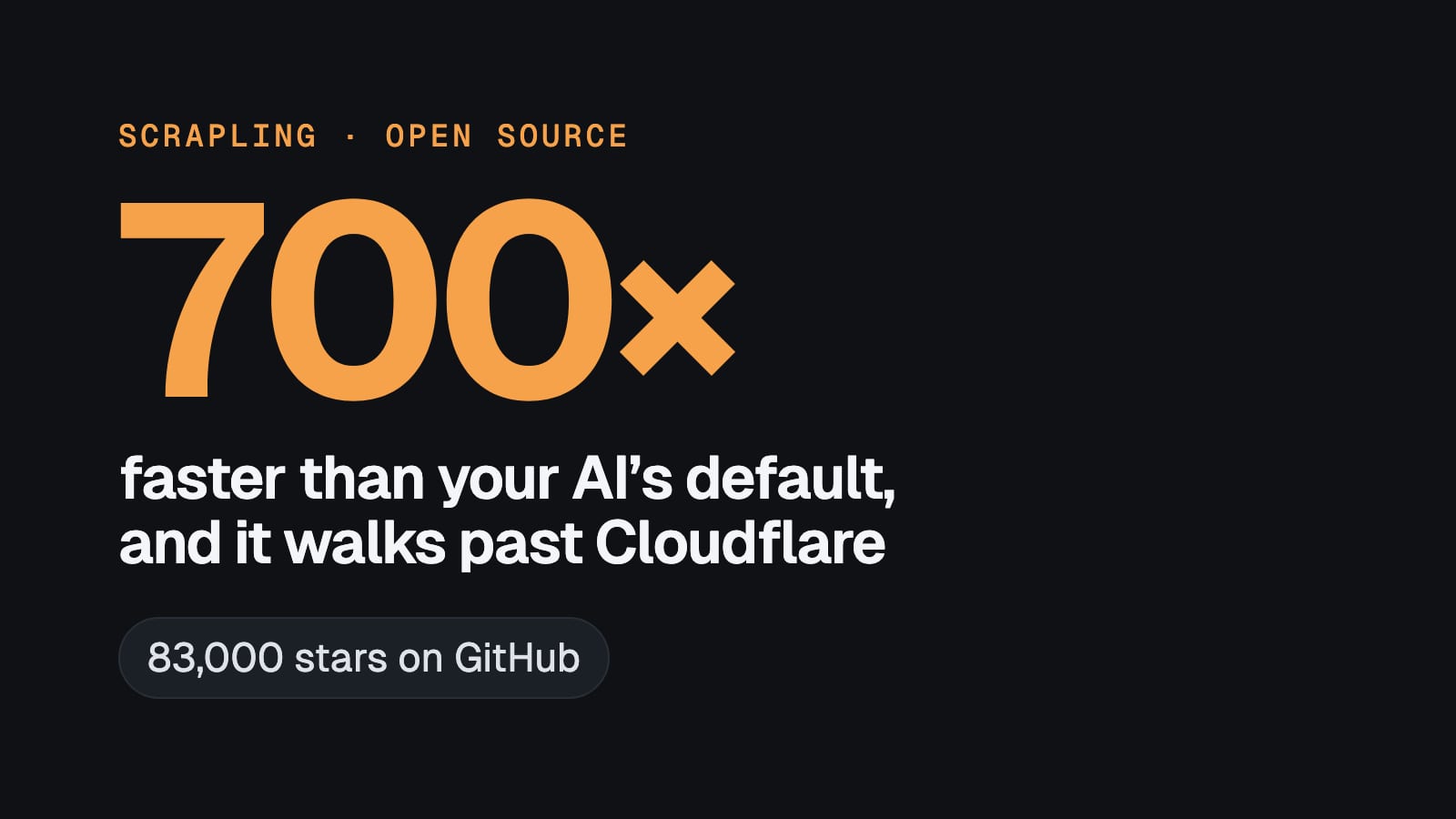 700 times faster than your AI's default, and it walks past Cloudflare, with 83,000 stars on GitHub