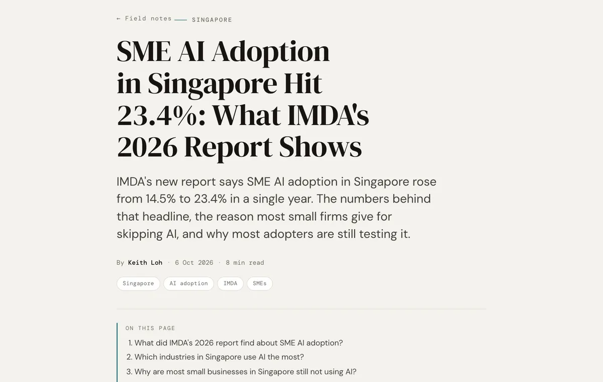 A scalr.sg article on SME AI adoption in Singapore